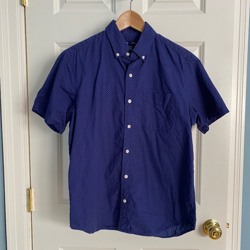 Gap blue Standard Fit polka dot short-sleeved button-up